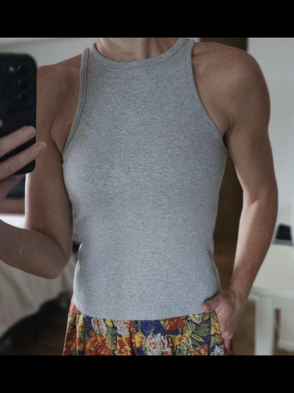 J. Crew Light Gray Ribbed Tank Top, Size Medium